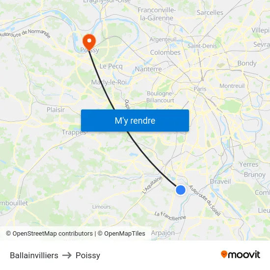 Ballainvilliers to Poissy map