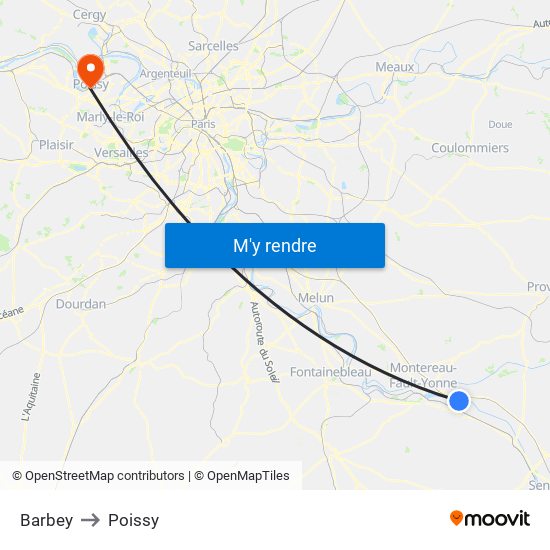 Barbey to Poissy map