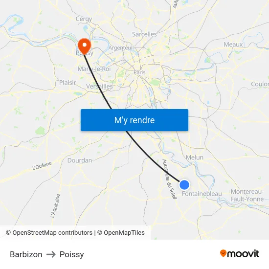 Barbizon to Poissy map