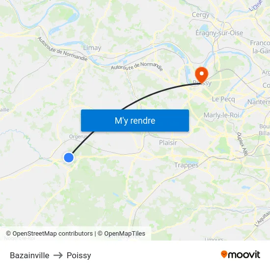 Bazainville to Poissy map