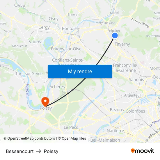 Bessancourt to Poissy map