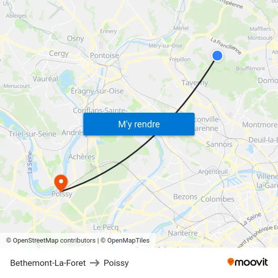 Bethemont-La-Foret to Poissy map