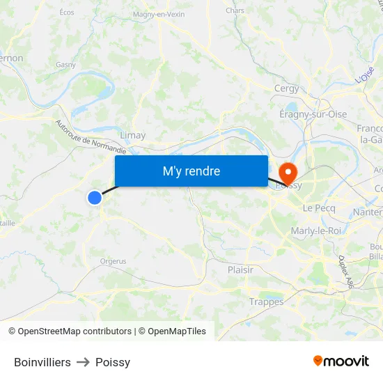 Boinvilliers to Poissy map