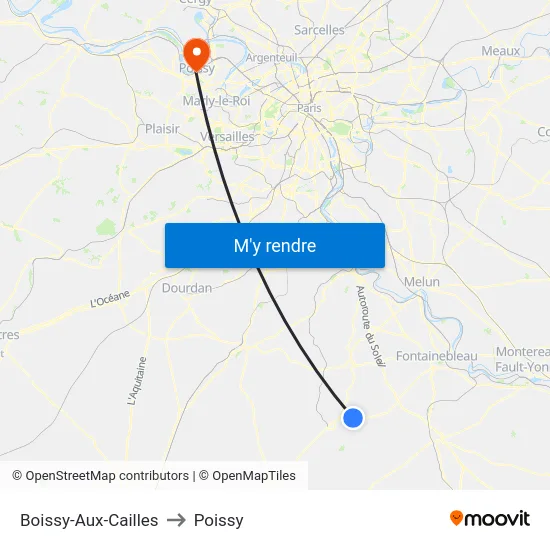 Boissy-Aux-Cailles to Poissy map