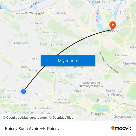 Boissy-Sans-Avoir to Poissy map