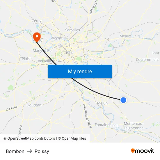 Bombon to Poissy map