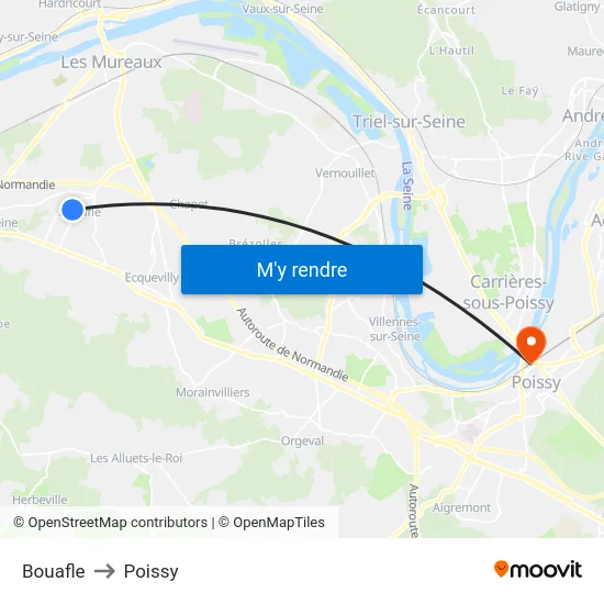 Bouafle to Poissy map