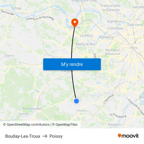 Boullay-Les-Troux to Poissy map