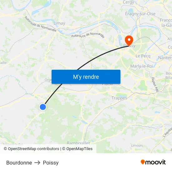 Bourdonne to Poissy map