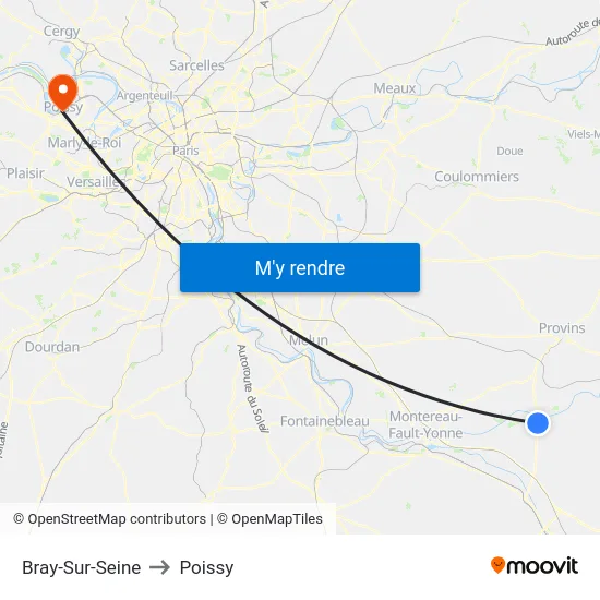 Bray-Sur-Seine to Poissy map