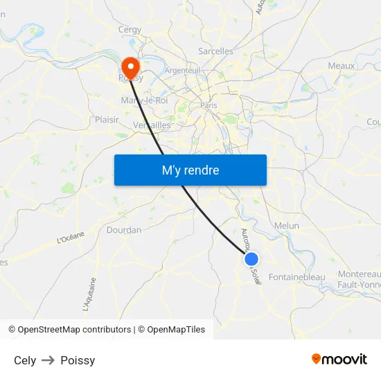 Cely to Poissy map
