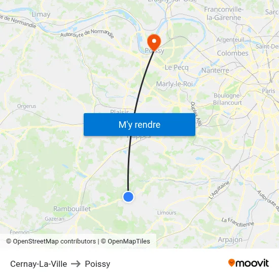 Cernay-La-Ville to Poissy map