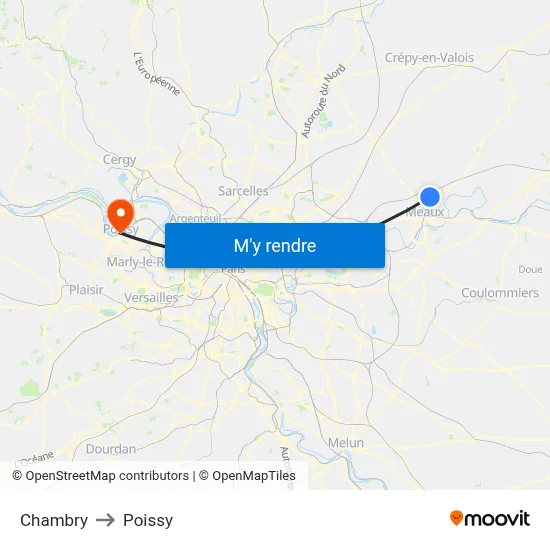 Chambry to Poissy map