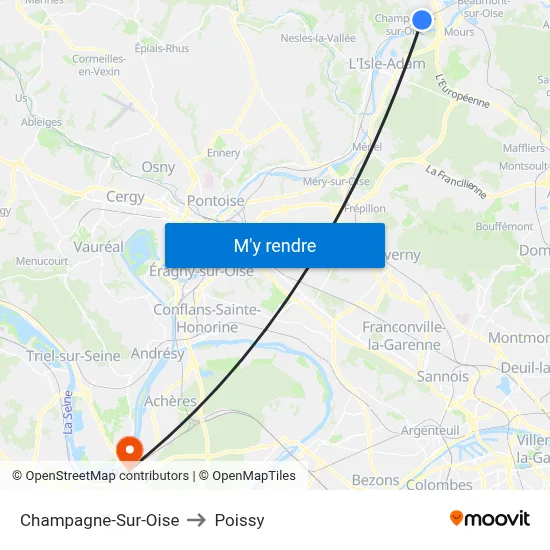 Champagne-Sur-Oise to Poissy map