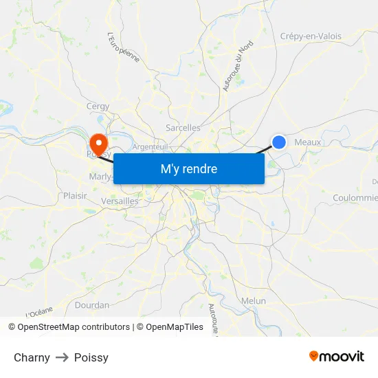 Charny to Poissy map