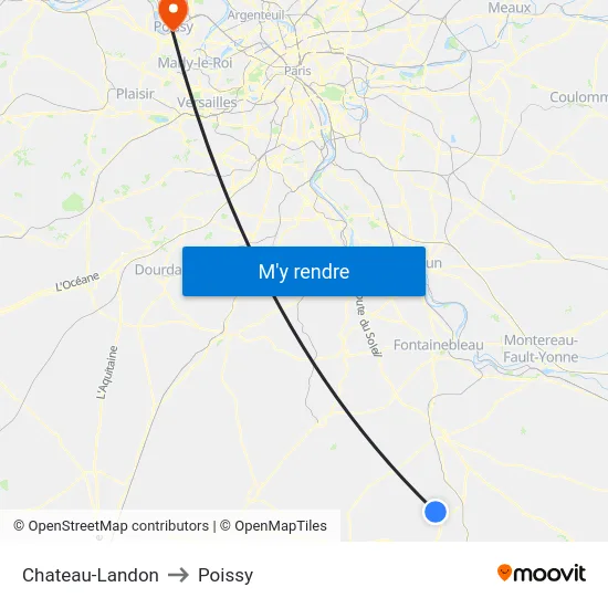 Chateau-Landon to Poissy map