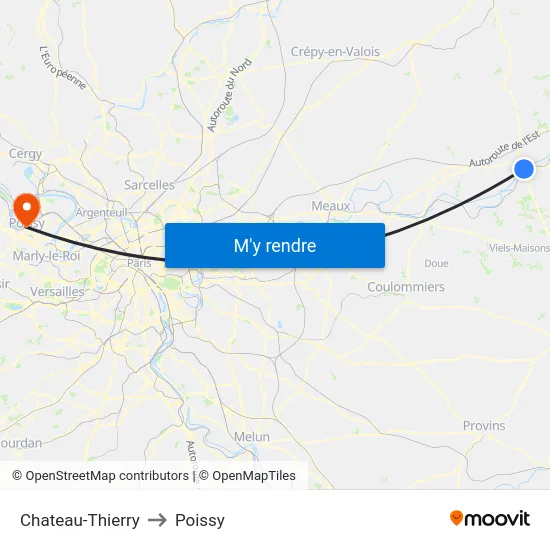 Chateau-Thierry to Poissy map