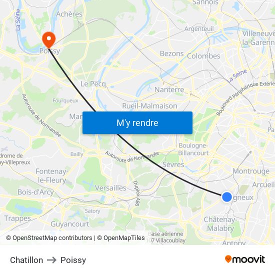 Chatillon to Poissy map