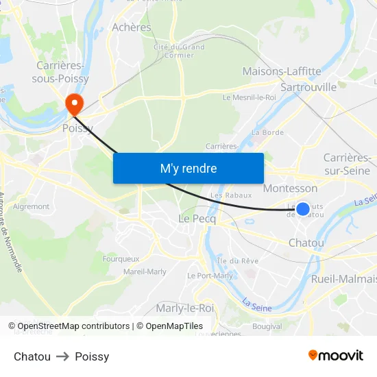 Chatou to Poissy map