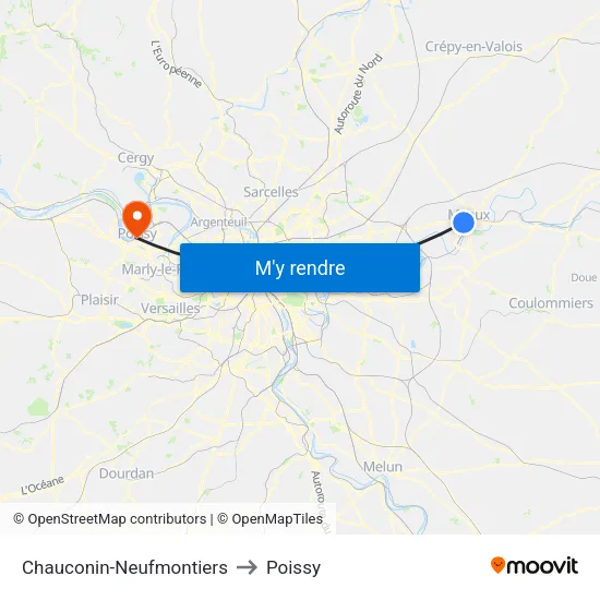 Chauconin-Neufmontiers to Poissy map