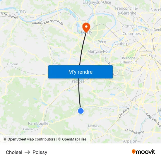 Choisel to Poissy map