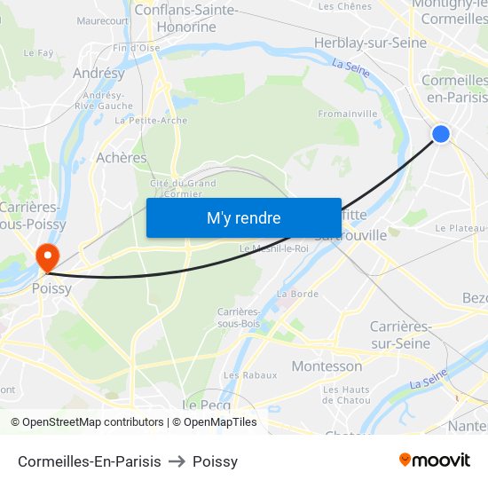 Cormeilles-En-Parisis to Poissy map