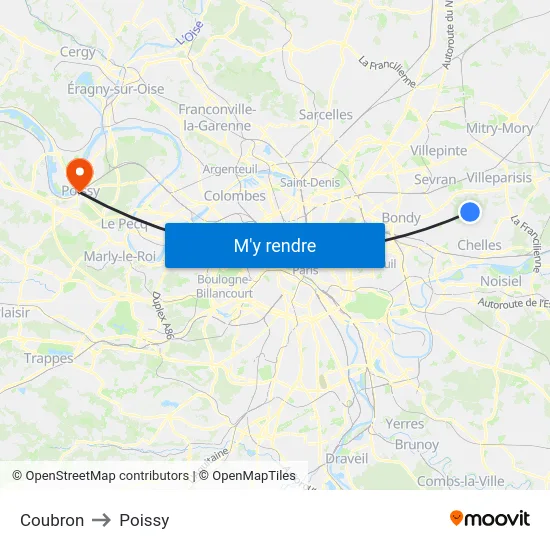 Coubron to Poissy map