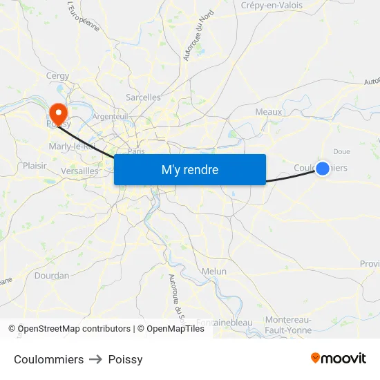 Coulommiers to Poissy map
