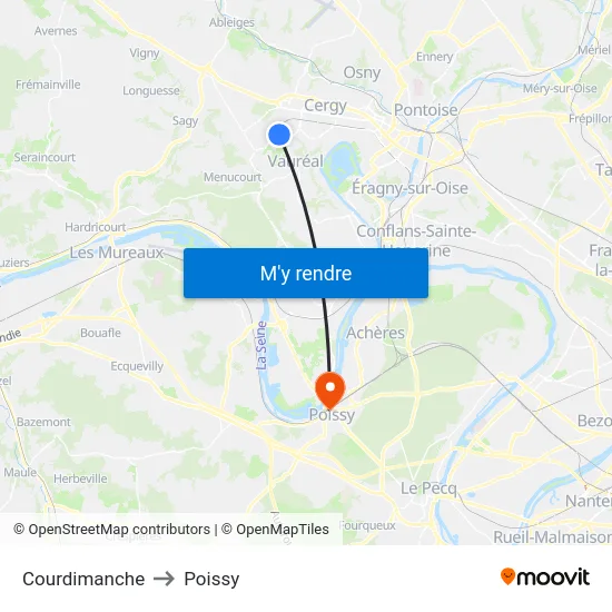 Courdimanche to Poissy map