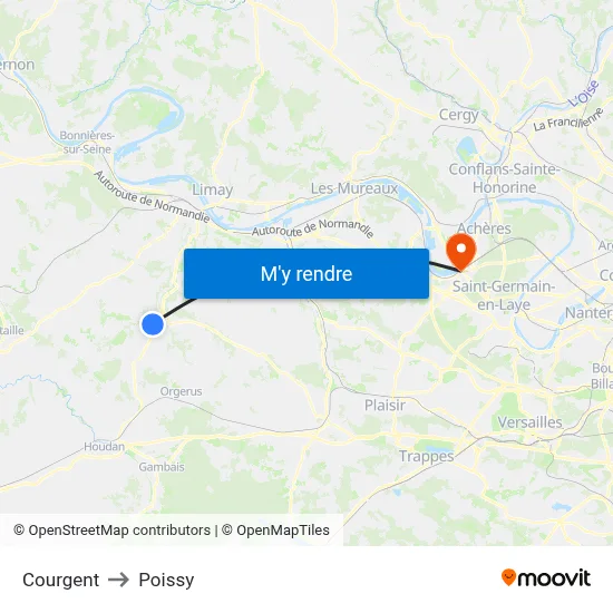 Courgent to Poissy map