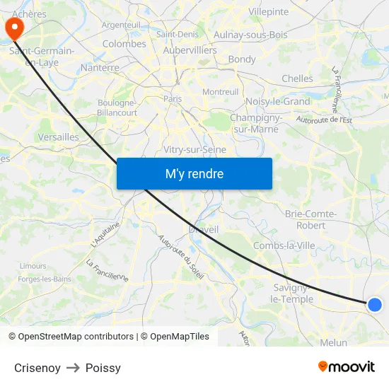Crisenoy to Poissy map
