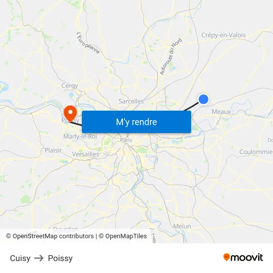 Cuisy to Poissy map