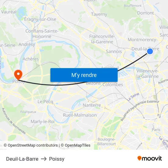 Deuil-La-Barre to Poissy map