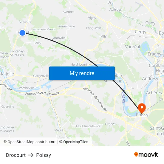Drocourt to Poissy map