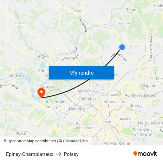 Epinay-Champlatreux to Poissy map