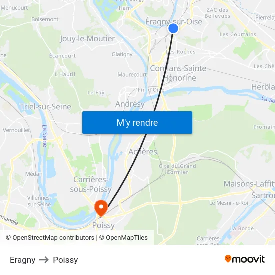 Eragny to Poissy map