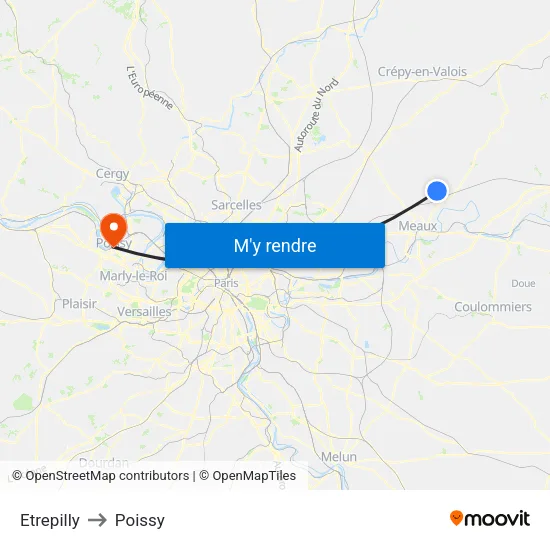 Etrepilly to Poissy map