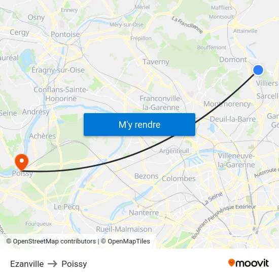 Ezanville to Poissy map