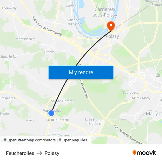 Feucherolles to Poissy map