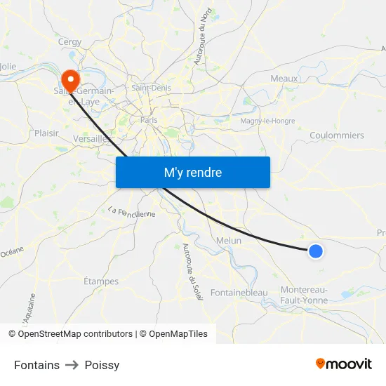 Fontains to Poissy map