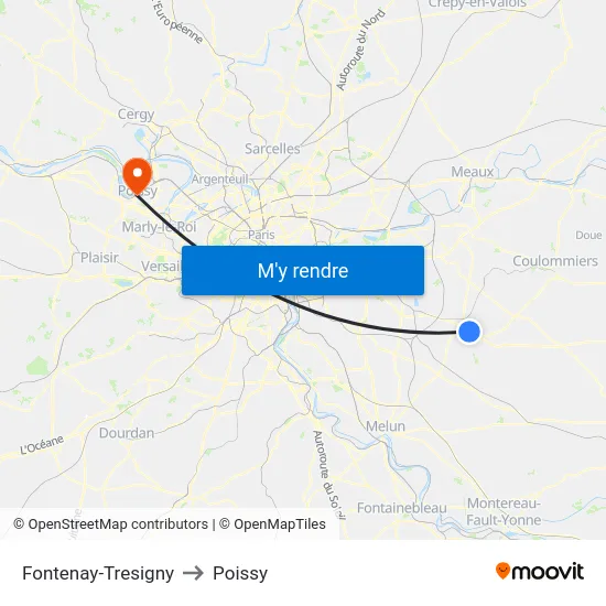 Fontenay-Tresigny to Poissy map