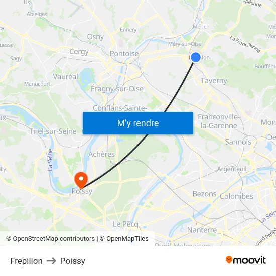Frepillon to Poissy map
