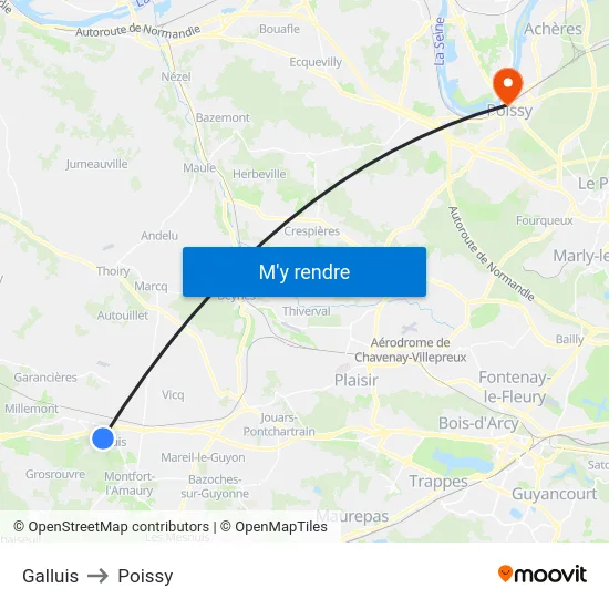 Galluis to Poissy map