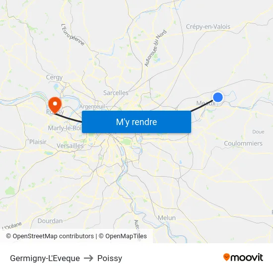 Germigny-L'Eveque to Poissy map