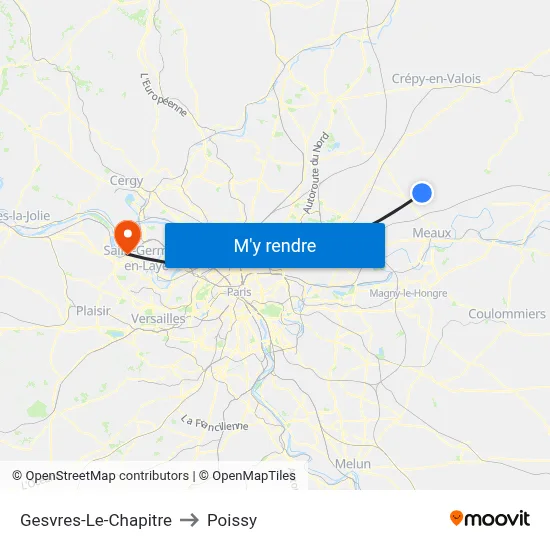 Gesvres-Le-Chapitre to Poissy map