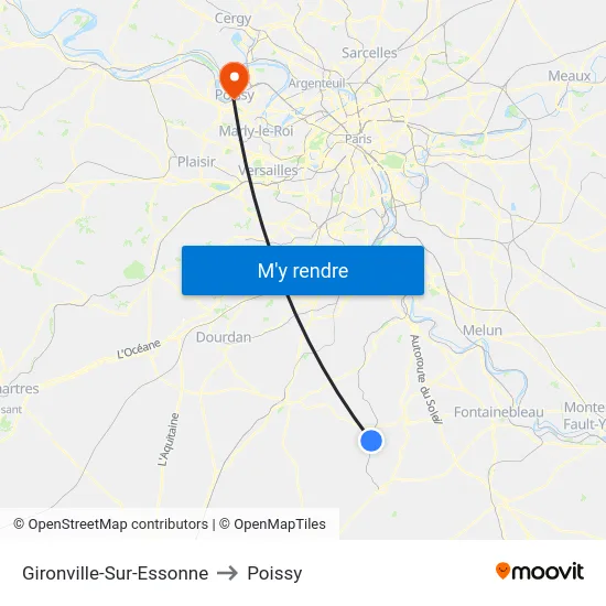 Gironville-Sur-Essonne to Poissy map