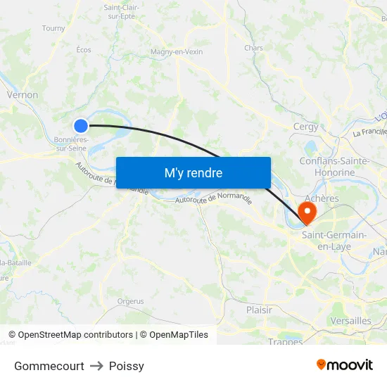 Gommecourt to Poissy map