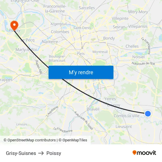 Grisy-Suisnes to Poissy map
