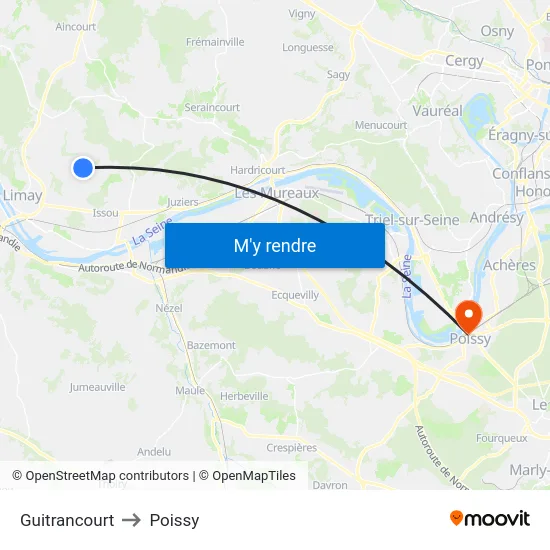 Guitrancourt to Poissy map