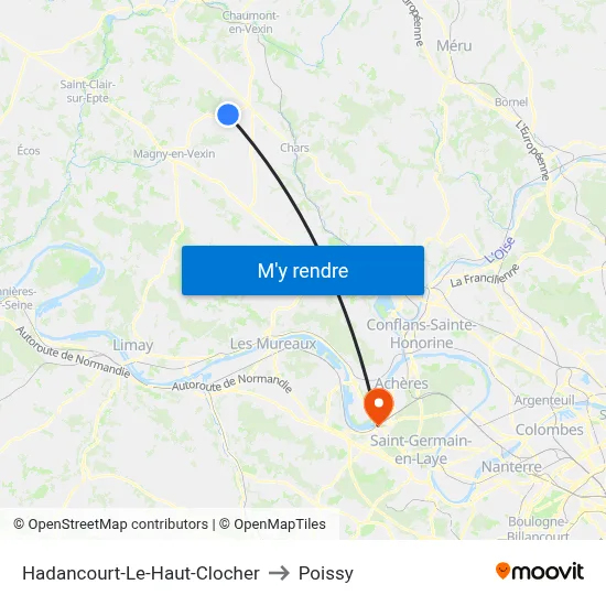 Hadancourt-Le-Haut-Clocher to Poissy map
